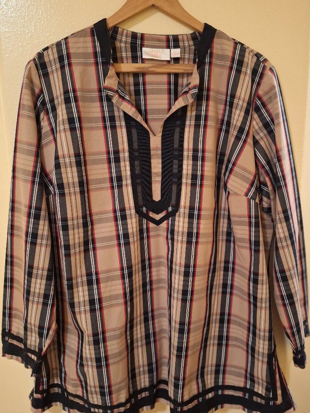Kim Gravel Jingle Belles Ginger Jar Tartan Blouse 1X